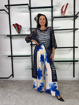 Bethenny Waterfall Crochet Top in Navy Blue