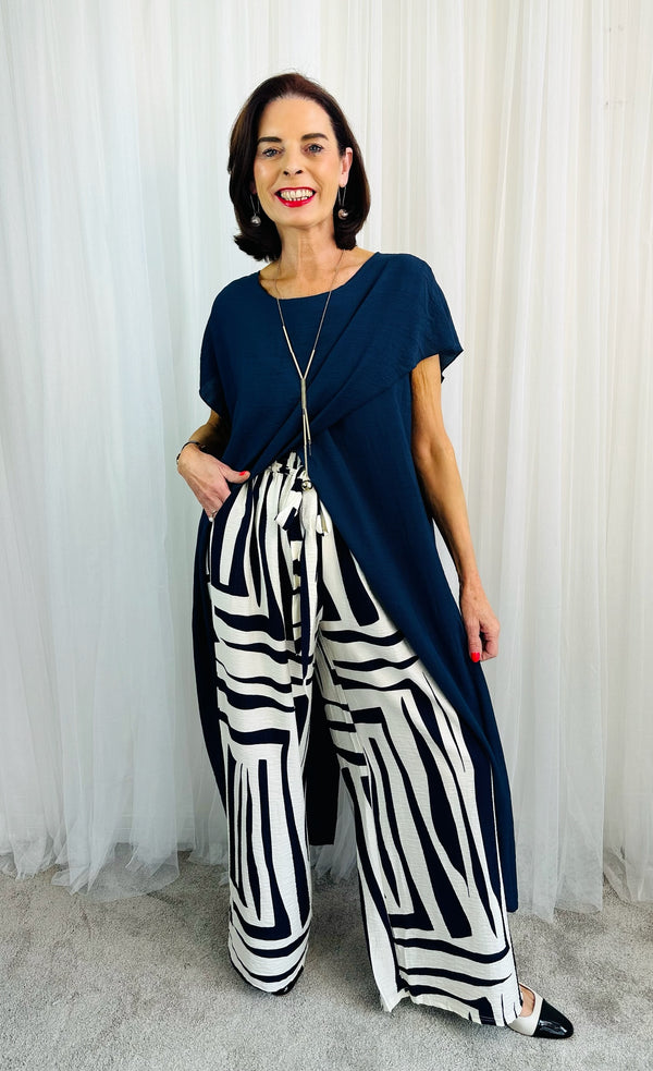 Ruby Palazzo Trouser in Navy