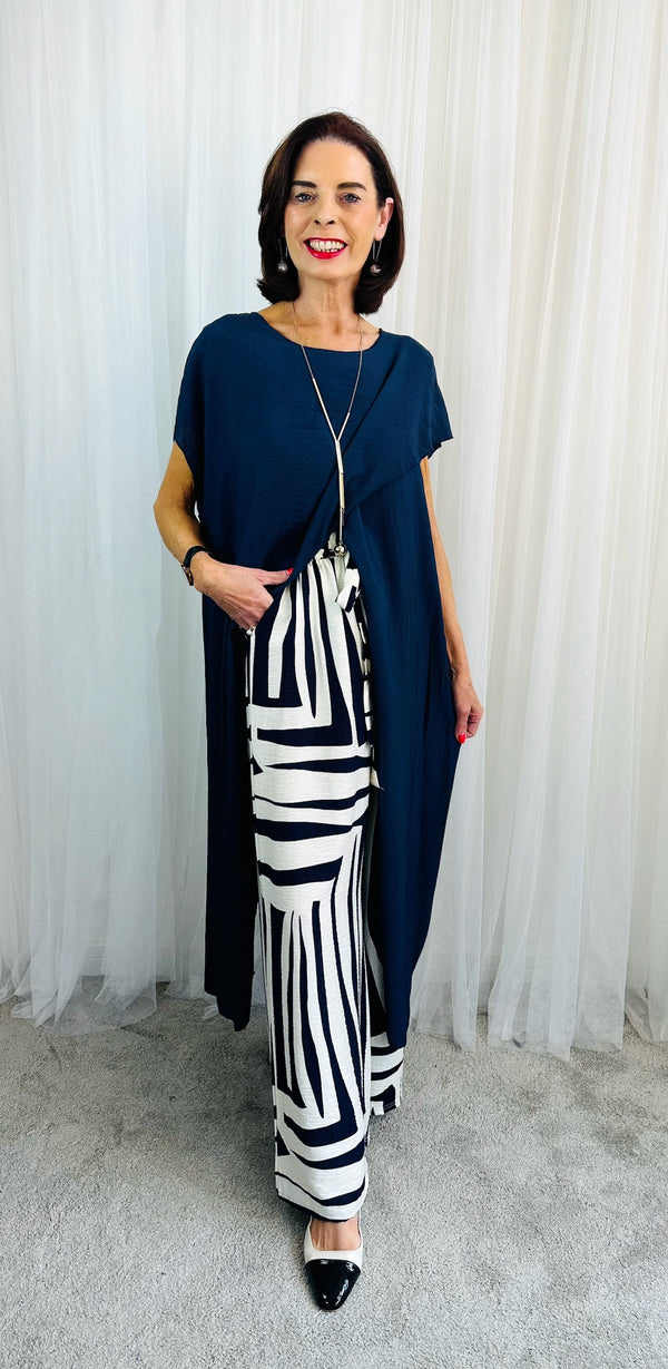 Ruby Palazzo Trouser in Navy