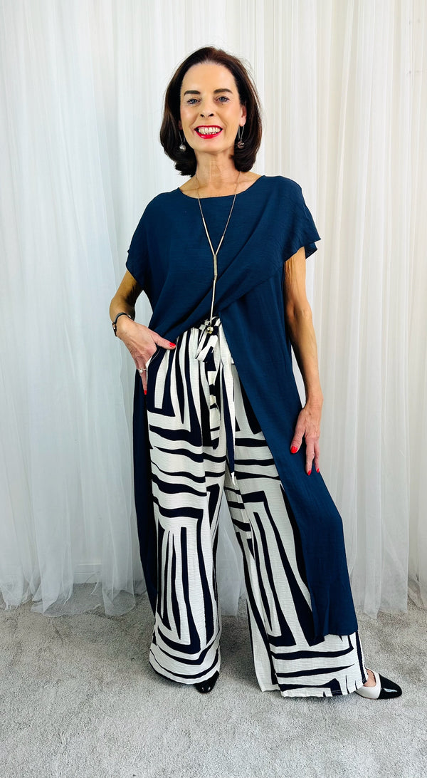 Ruby Palazzo Trouser in Navy