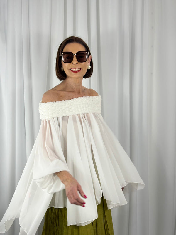 Cannes waterfall top in white - Bond Street Store