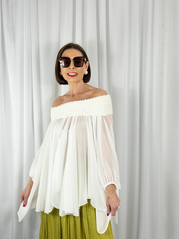 Cannes waterfall top in white - Bond Street Store