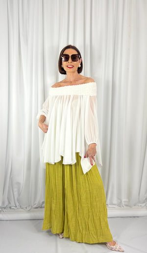 antibes palazzo trouser in pistachio