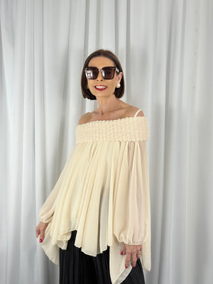 Cannes waterfall top in beige