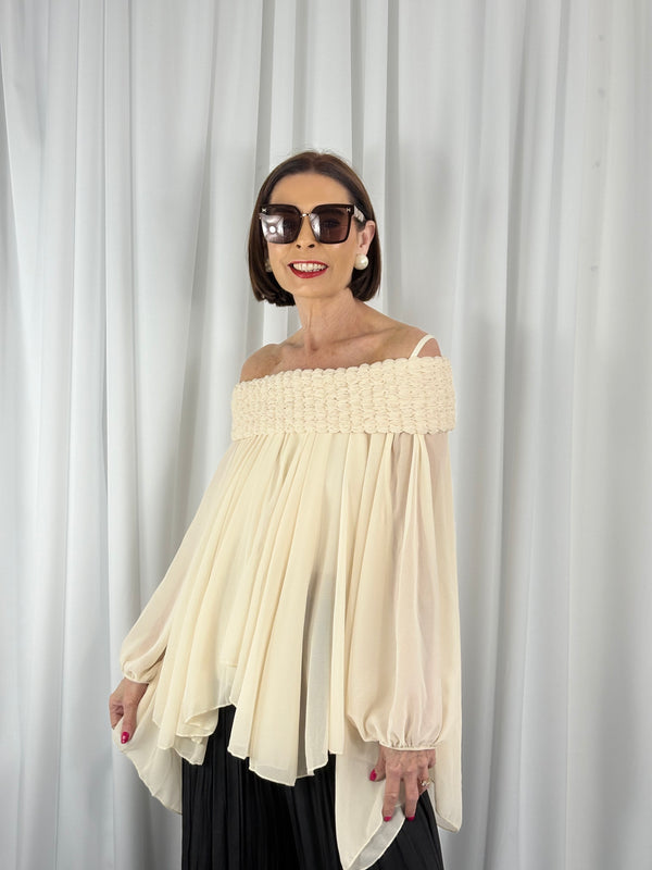 Cannes waterfall top in beige