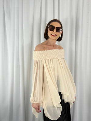 Cannes waterfall top in beige