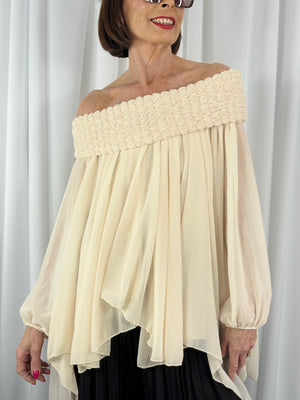 Cannes waterfall top in beige