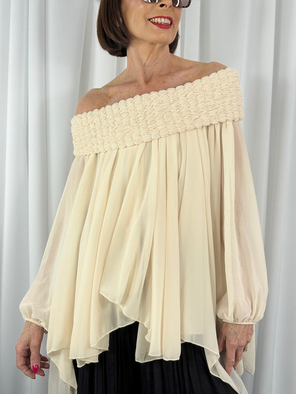 Cannes waterfall top in beige