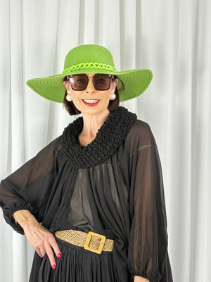 Cassy hat in Green with green chain - Bond Street Store