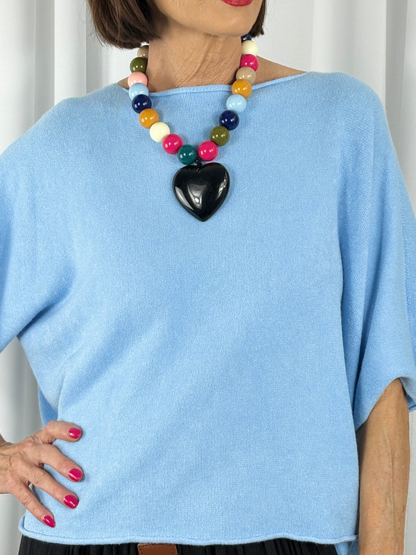 Beaded Heart Necklace in multi - Bond Street Store