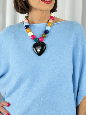 Beaded Heart Necklace in multi - Bond Street Store
