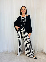 Tara Cross Knitwear Top in Black