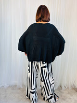 Tara Cross Knitwear Top in Black