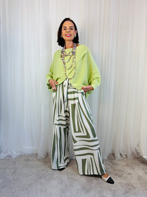 Tara Cross Knitwear Top in Pistachio