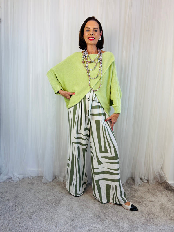 Tara Cross Knitwear Top in Pistachio