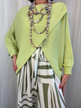 Tara Cross Knitwear Top in Pistachio