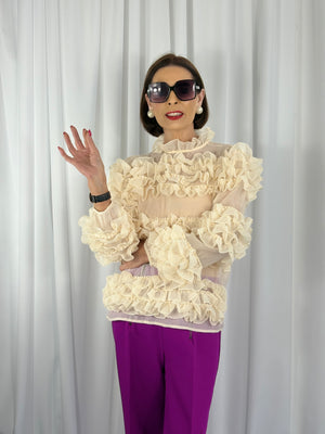 Alexa ruffle top in cream - Bond Street Store
