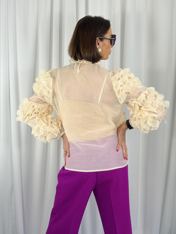 Alexa ruffle top in cream - Bond Street Store