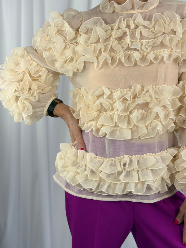 Alexa ruffle top in cream - Bond Street Store