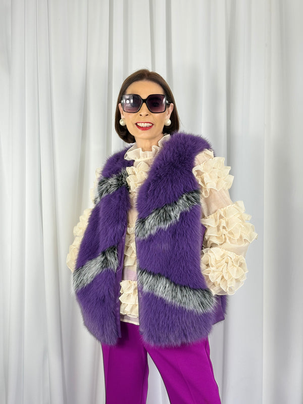 Ashley Faux fur gilet in lilac - Bond Street Store