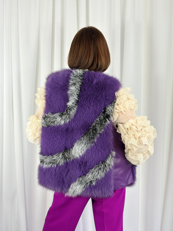Ashley Faux fur gilet in lilac - Bond Street Store