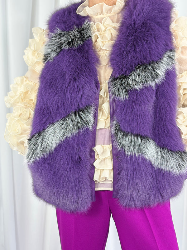 Ashley Faux fur gilet in lilac - Bond Street Store