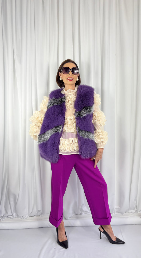Ashley Faux fur gilet in lilac - Bond Street Store