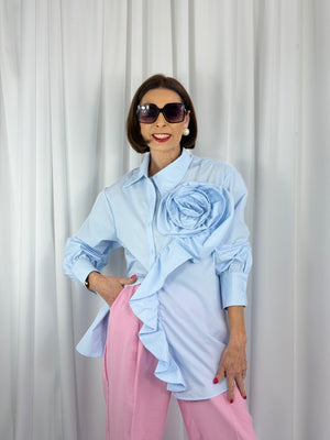 Anais Quirky Collar Shirt in Baby Blue - Bond Street Store