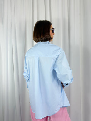Anais Quirky Collar Shirt in Baby Blue - Bond Street Store