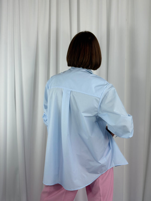 Anais Quirky Collar Shirt in Baby Blue - Bond Street Store