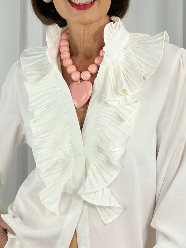 Beaded Heart Necklace in blush pink