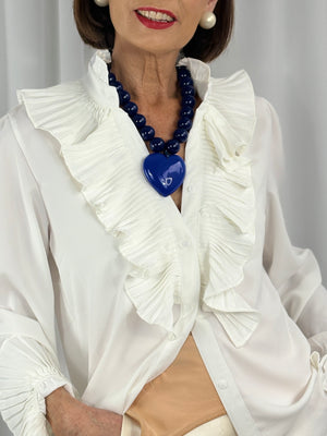 Beaded Heart Necklace in royal blue