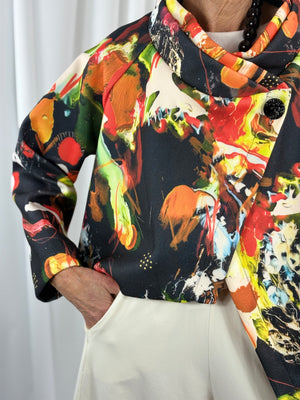 New york pulse asymetric jacket in beige and multi