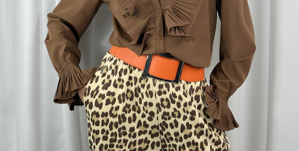 buckle belt in orange wth silver buckle - Bond Street Store