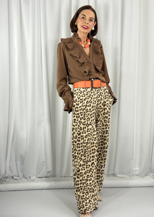 Courtney Palazzo Trousers in light leopard print - Bond Street Store