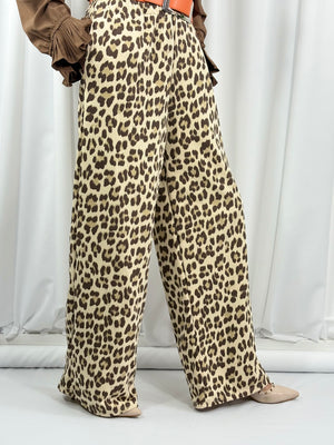 Courtney Palazzo Trousers in light leopard print - Bond Street Store