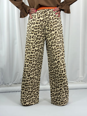 Courtney Palazzo Trousers in light leopard print - Bond Street Store