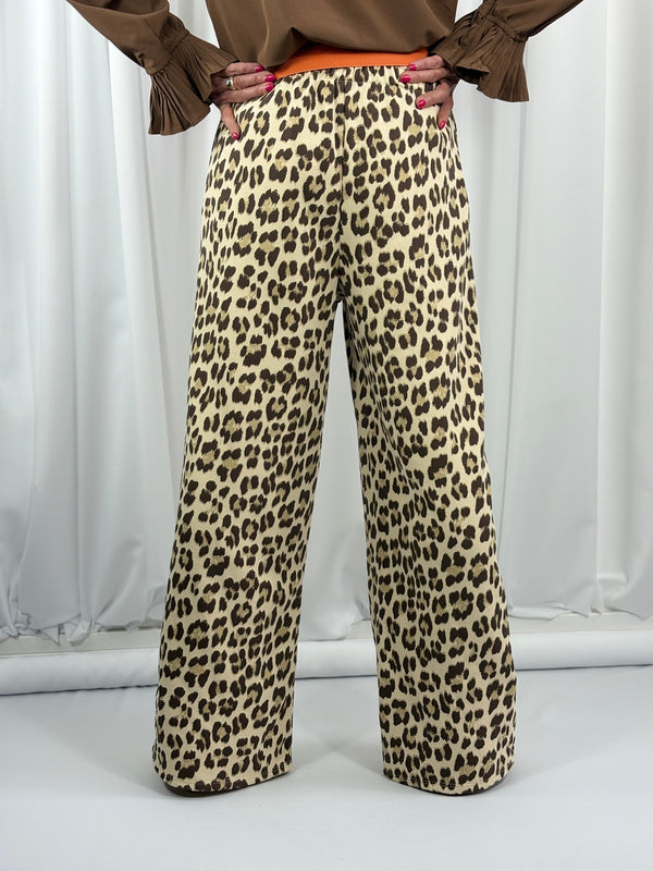 Courtney Palazzo Trousers in light leopard print - Bond Street Store
