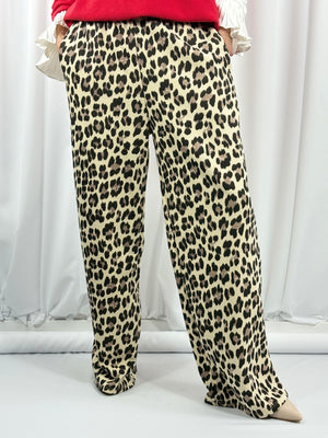 Courtney Palazzo Trousers in dark leopard print - Bond Street Store