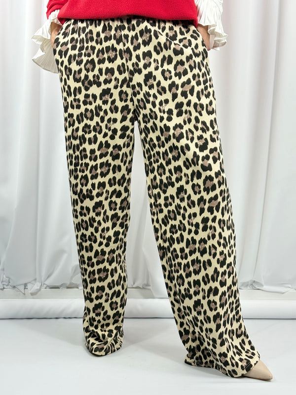 Courtney Palazzo Trousers in dark leopard print - Bond Street Store