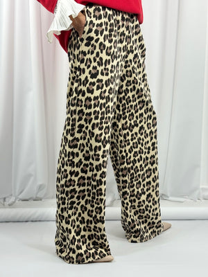 Courtney Palazzo Trousers in dark leopard print - Bond Street Store