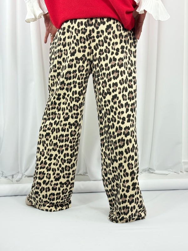 Courtney Palazzo Trousers in dark leopard print - Bond Street Store