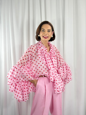 Emanuel Top in pink with red polka dots - Bond Street Store