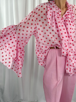Emanuel Top in pink with red polka dots - Bond Street Store