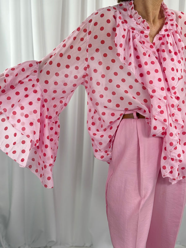 Emanuel Top in pink with red polka dots - Bond Street Store