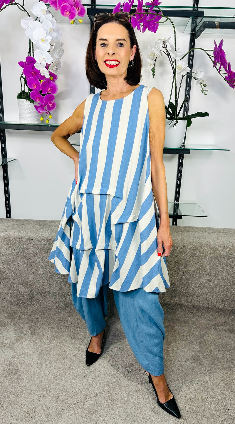 Harmony Waterfall Tunic Top in Blue