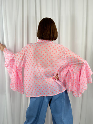 Emanuel Top in pink with orange polka dots - Bond Street Store