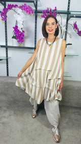 Harmony Waterfall Tunic Top in Beige