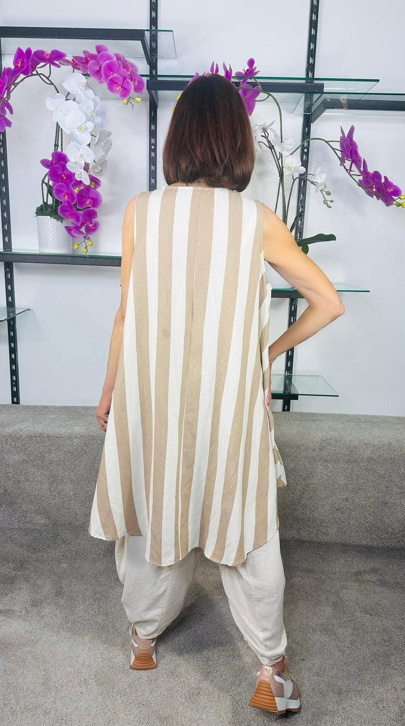 Harmony Waterfall Tunic Top in Beige