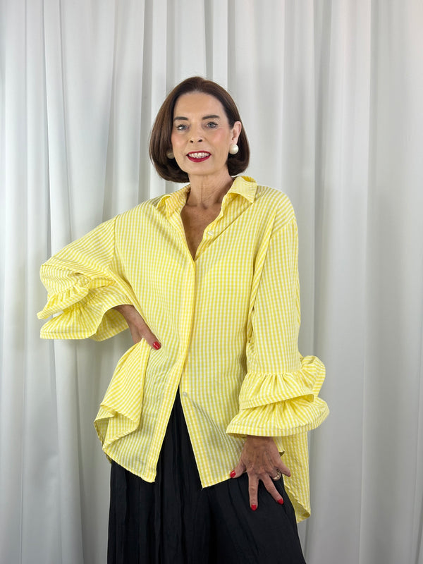 Portofino gingham Shirt in lemon PRE/ ORDER 9TH MARCH - Bond Street Store